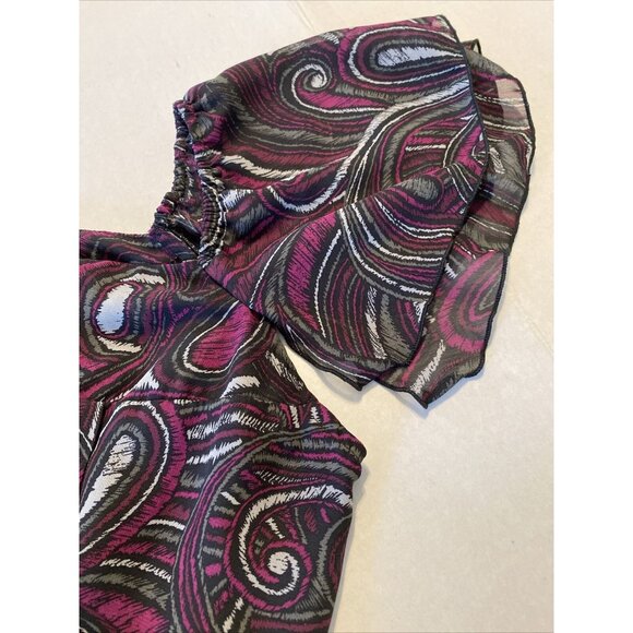 Apt 9 Blouse Women’s Size Small Gray Purple Black Ruffled Pleated Lined - Picture 11 of 11